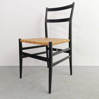 Mod. 646 Dining Chairs in Black Ash and Straw by Gio Ponti for Cassina, 1952, Set of 4-PRS-1812460