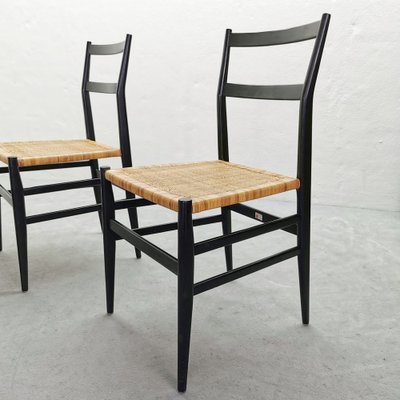 Mod. 646 Dining Chairs in Black Ash and Straw by Gio Ponti for Cassina, 1952, Set of 4-PRS-1812460