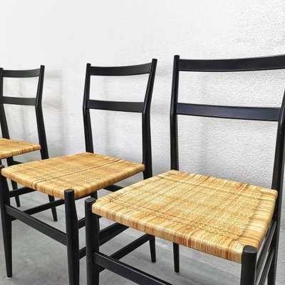 Mod. 646 Dining Chairs in Black Ash and Straw by Gio Ponti for Cassina, 1952, Set of 4-PRS-1812460