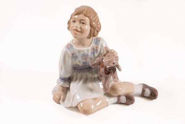 Model 1204 Girl with Elephant Figurine in Porcelain by Dahal Jensen, Denmark, 1940s-PCO-1813294