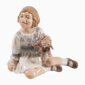 Model 1204 Girl with Elephant Figurine in Porcelain by Dahal Jensen, Denmark, 1940s-PCO-1813294