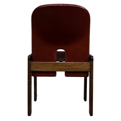 Model 121 Dining Chairs in English Red Leather and Walnut by Afra and Tobia Scarpa for Cassina, 1967, Set of 10-RPH-1017679