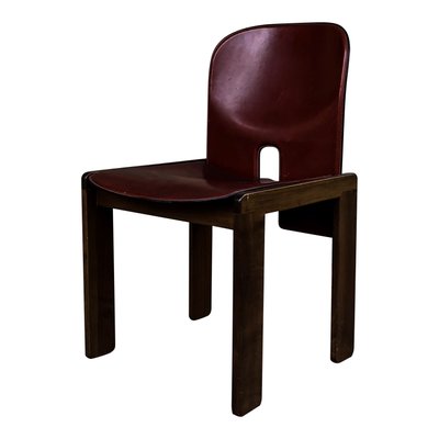 Model 121 Dining Chairs in English Red Leather and Walnut by Afra and Tobia Scarpa for Cassina, 1967, Set of 10-RPH-1017679