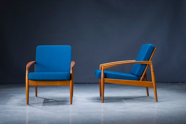 Model 121 Paper Knife Easy Chairs and Sofa by Kai Kristiansen for Magnus Olesen, 1960s, Set of 3-ZZH-1000579