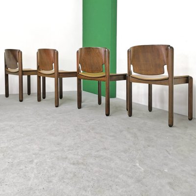 Model 122 Chairs in Walnut and Leather by Vico Magistretti for Cassina, 1967, Set of 4-PRS-1749440