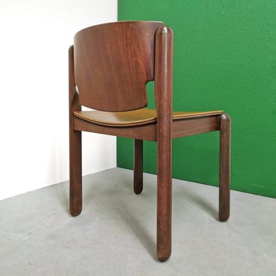 Model 122 Chairs in Walnut and Leather by Vico Magistretti for Cassina, 1967, Set of 4-PRS-1749440