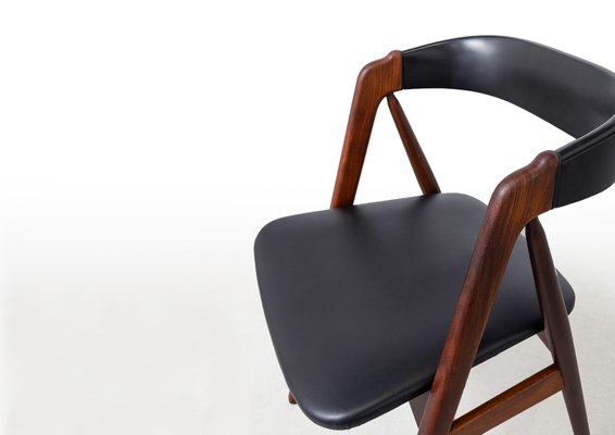 Model 205 Dining Chairs in Black Leather and Teak by Thomas Harlev for Farstrup Møbler, 1960s, Set of 4-RTX-2034610