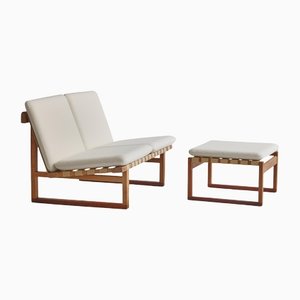 Model 211 2-Seat Sofa in Oak by Børge Mogensen for for Fredericia Chair Factory, 1956, Set of 2-WRF-1142938