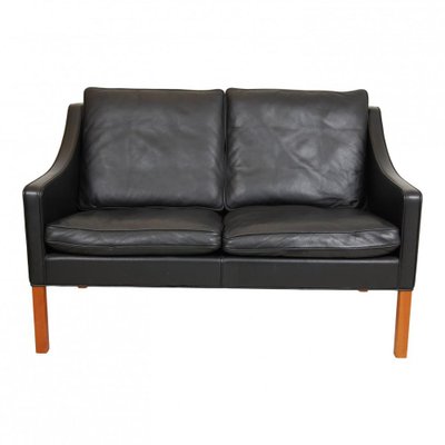 Model 2208 2-Seater Sofa in Black Leather by Børge Mogensen for Fredericia-MTD-1400771