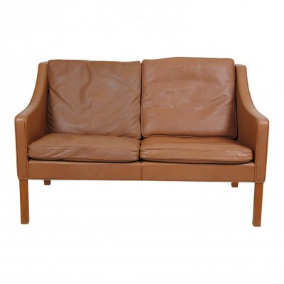 Model 2208 2-Seater Sofa in Brown Leather by Børge Mogensen for Fredericia, 1980s-MTD-1400773