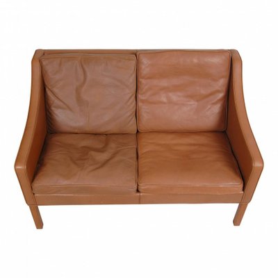 Model 2208 2-Seater Sofa in Brown Leather by Børge Mogensen for Fredericia, 1980s-MTD-1400773