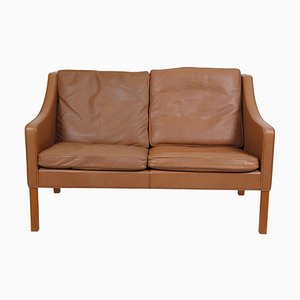 Model 2208 2-Seater Sofa in Brown Leather by Børge Mogensen for Fredericia, 1980s-MTD-1400773