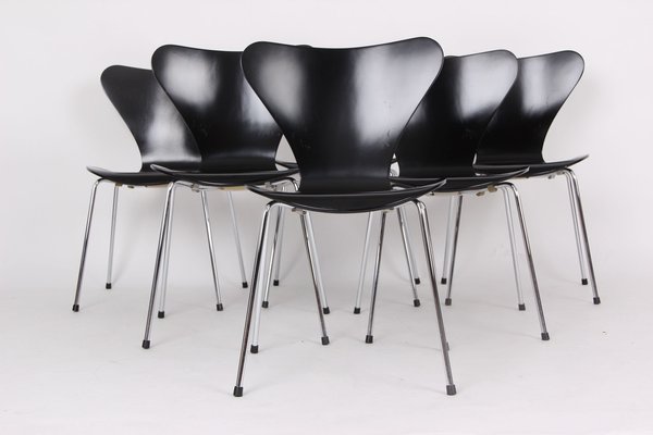 Model 3107 Chairs by Arne Jacobsen for Fritz Hansen, 1950s, Set of 6-DQ-1819387