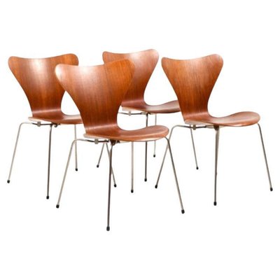 Model 3107 Chairs in Teak by Arne Jacobsen for Fritz Hansen, 1960s, Set of 4-UY-1768003