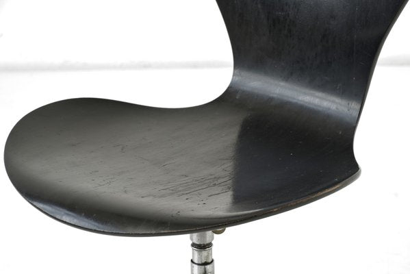 Model 3107 Desk Chair with Wheels by Arne Jacobsen for Fritz Hansen, Denmark, 1955-LOB-1255434