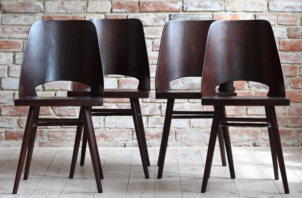 Model 514 Dining Chairs in Beech Veneer by Radomir Hofman for TON, Set of 4-MJR-931079