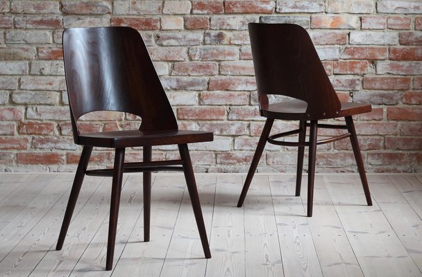 Model 514 Dining Chairs in Beech Veneer by Radomir Hofman for TON, Set of 4-MJR-931079