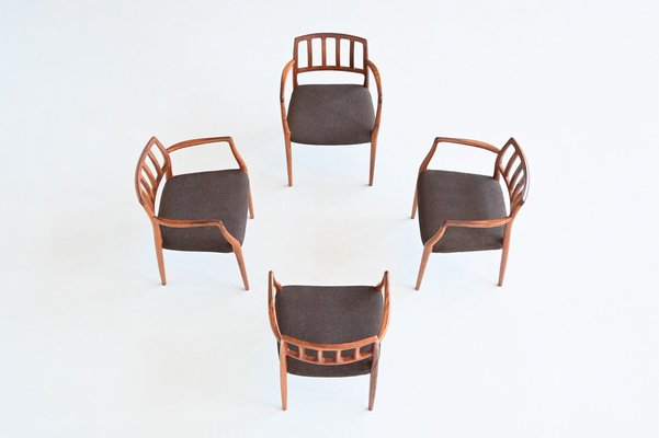 Model 66 Armchairs in Rosewood by Niels Otto Møller for J.L. Møllers, 1970s, Set of 4-BXV-1791751