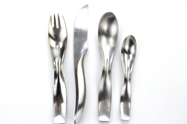 Model 7000 Danube Cutlery by Janos Megyik for Amboss, 1970s, Set of 24-ZWH-1777083