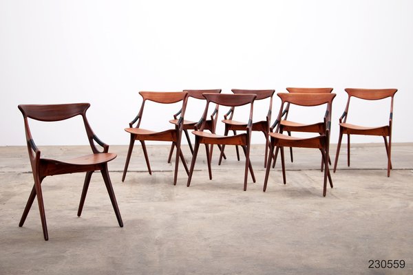 Model 71 Dining Chairs by Arne Hovmand Olsen for Mogens Kold, 1960s, Set of 8-EZZ-1783328