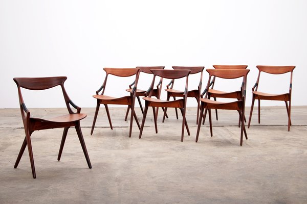 Model 71 Dining Chairs by Arne Hovmand Olsen for Mogens Kold, 1960s, Set of 8-EZZ-1783328