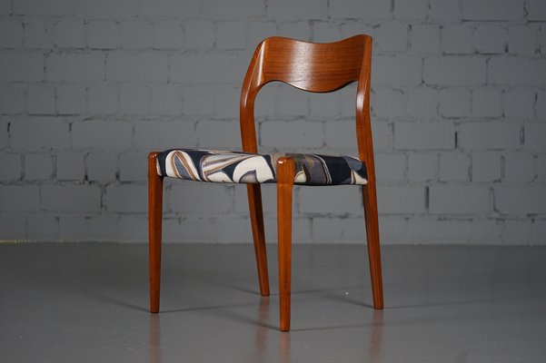 Model 71 Dining Chairs in Dedar Fabric by Niels Otto Møller for JL Møllers, 1950s, Set of 6-XNJ-990490