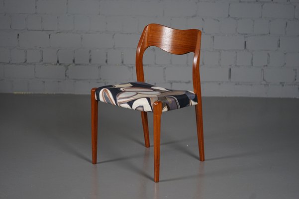 Model 71 Dining Chairs in Dedar Fabric by Niels Otto Møller for JL Møllers, 1950s, Set of 6-XNJ-990490