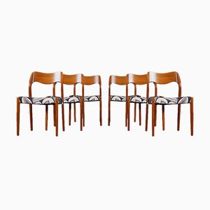 Model 71 Dining Chairs in Dedar Fabric by Niels Otto Møller for JL Møllers, 1950s, Set of 6-XNJ-990490