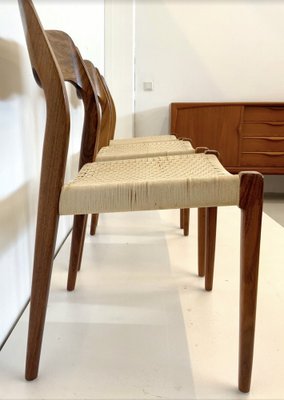 Model 71 Dining Chairs in Walnut and Paper Cord by Niels Otto Møller for J.L. Møllers, 1950s, Set of 3-OHY-1802427