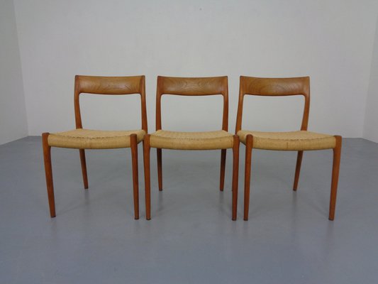 Model 77 Dining Chair in Teak and Papercord by Niels Otto Møller for J.L. Møllers, 1960s-RDW-1382389