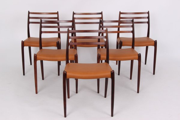 Model 78 Rosewood Chairs by Niels Otto Møller for J.L. Møllers Denmark, 1962, Set of 6-DQ-1404486