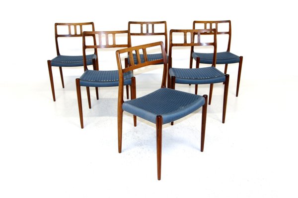 Model 79 Armchairs by Niels Otto (N. O.) Møller for J. L. Møllers, Denmark, 1960s, Set of 6-GEK-1424715