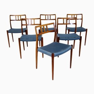 Model 79 Armchairs by Niels Otto (N. O.) Møller for J. L. Møllers, Denmark, 1960s, Set of 6-GEK-1424715