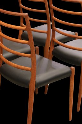 Model 82 Chairs in Teak and Black Leather by Niels Otto (N. O.) Møller for J.L. Møllers, 1960s, Set of 4-BPJ-1756804