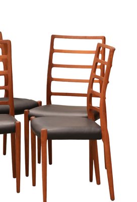 Model 82 Chairs in Teak and Black Leather by Niels Otto (N. O.) Møller for J.L. Møllers, 1960s, Set of 4-BPJ-1756804