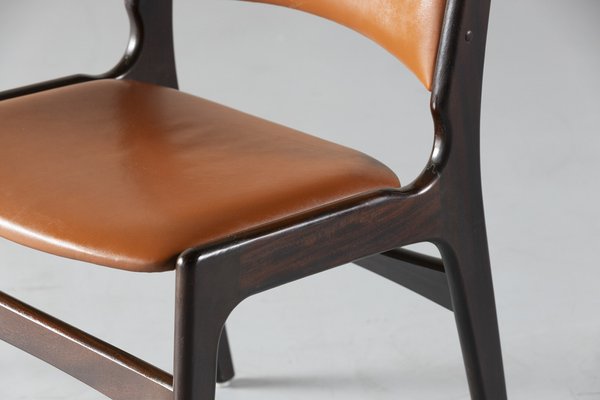 Model 89 Teak and Leather Chairs by Erik Buch, 1970s, Set of 4-SPE-1802934