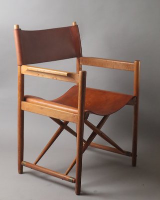 Model 903 Foldable Chair in Saddle Leather and Oak by Kurt Culetto for Horgenglarus, 1960s-ESB-1795879