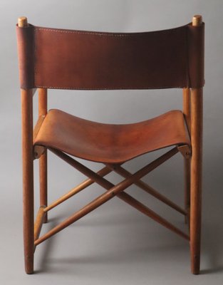 Model 903 Foldable Chair in Saddle Leather and Oak by Kurt Culetto for Horgenglarus, 1960s-ESB-1795879