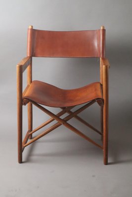 Model 903 Foldable Chair in Saddle Leather and Oak by Kurt Culetto for Horgenglarus, 1960s-ESB-1795879