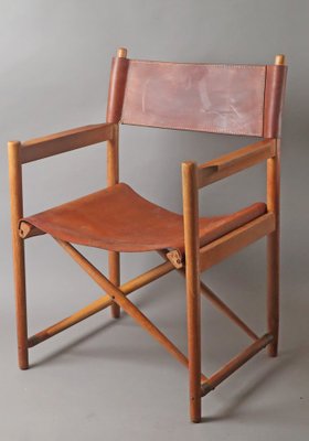 Model 903 Foldable Chair in Saddle Leather and Oak by Kurt Culetto for Horgenglarus, 1960s-ESB-1795879