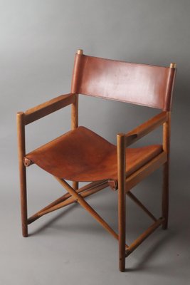 Model 903 Foldable Chair in Saddle Leather and Oak by Kurt Culetto for Horgenglarus, 1960s-ESB-1795879