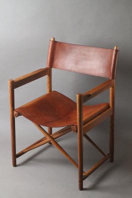 Model 903 Foldable Chair in Saddle Leather and Oak by Kurt Culetto for Horgenglarus, 1960s-ESB-1795879