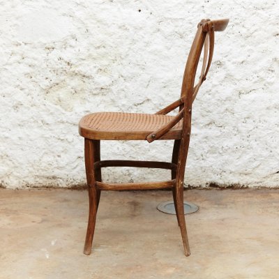 Model 91 Wood and Rattan Side Chair from Thonet, 1920s-WM-575589