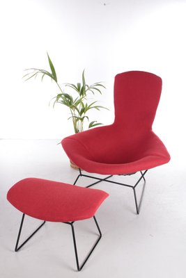 Model Bird Armchair with Ottoman by Harry Bertoia for Knoll, 1970s, Set of 2-EZZ-1017135