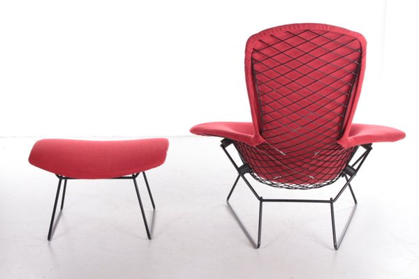 Model Bird Armchair with Ottoman by Harry Bertoia for Knoll, 1970s, Set of 2-EZZ-1017135