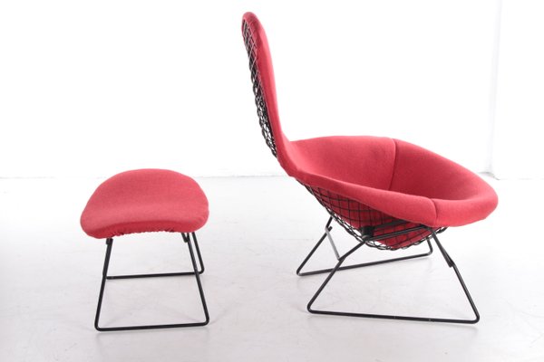 Model Bird Armchair with Ottoman by Harry Bertoia for Knoll, 1970s, Set of 2-EZZ-1017135