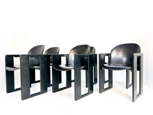 Model Dialogo Leather Dining Chair by Afra and Tobia Scarpa for B&b Italia, Italy 1974, Set of 6-JP-2031531