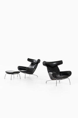 Model Ej-100 Easy Chair and Stool by Hans Wegner for Erik Jorgensen, Set of 2-SC-832008