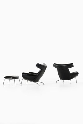 Model Ej-100 Easy Chair and Stool by Hans Wegner for Erik Jorgensen, Set of 2-SC-832008