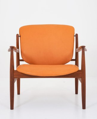 Model FD 136 Lounge Chair in Cognac Leather and Teak by Finn Juhl, 1970s-FM-1722763